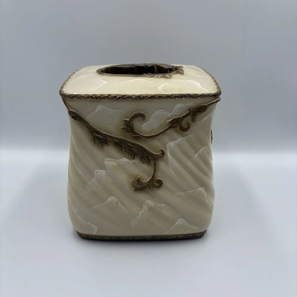 Croscill Tissue Box Cover Faux Marble Vintage Hollywood Regency Style